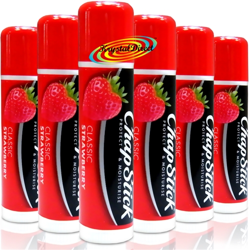6x ChapStick Lip Balm Strawberry Classic For Dry Chapped Lips Chap Stick
