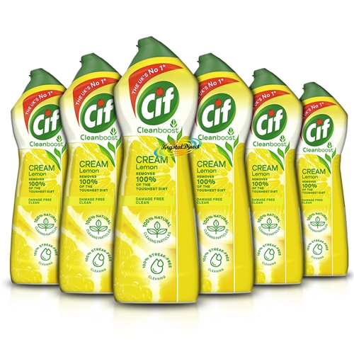 6x Cif Cream Lemon Multipurpose Surface Grease Limescale Cleaner 500ml