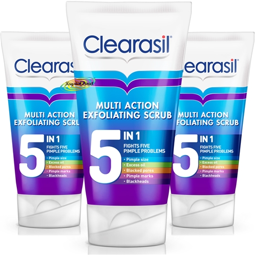 3x Clearasil Multi Action Exfoliating 5 In 1 Face Scrub 150ml