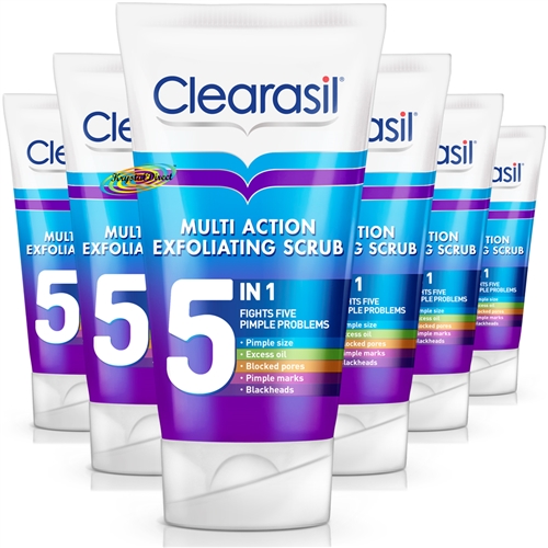 6x Clearasil Multi Action Exfoliating 5 In 1 Face Scrub 150ml