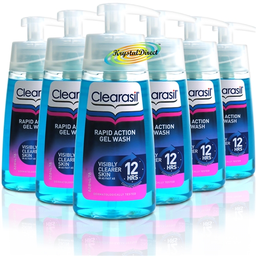 6x Clearasil Rapid Action Face Gel Wash Clearer Skin Cleanses Pores 150ml