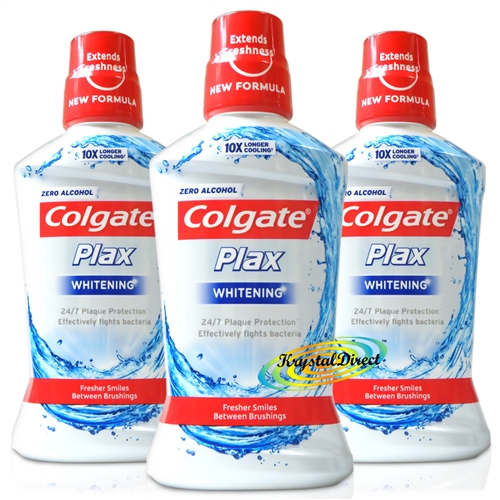 3x Colgate Plax Whitening Antibacterial Mouthwash 500ml Alcohol Free Oral Care