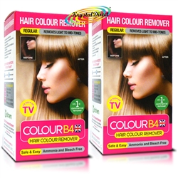 2x Colour B4 Ammonia Bleach Free Permanent Hair Colour Dye Remover Kit Regular