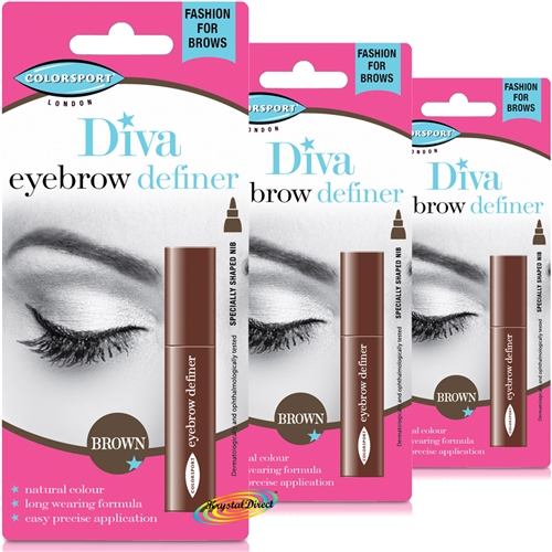 3x Colorsport Diva Eyebrow Definer BROWN