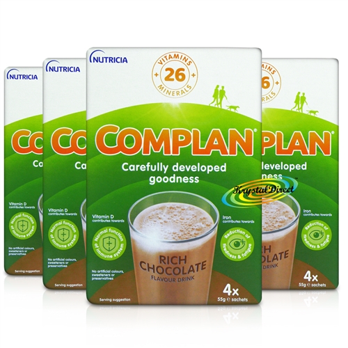 4x Complan Chocolate Nutrition Vitamin Protein Supplement Energy Drink 4x55g