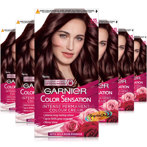 6x Garnier Color Sensation 4.15 ICY CHESTNUT Permanent Hair Colour Cream Dye