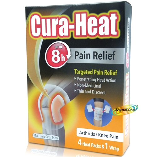 Cura Heat Arthritis Knee 4 Heat Packs & 1 Wrap 8H Warm Pain Relief