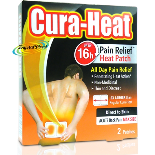 Cura Heat Acute Back Pain Relief Direct to Skin 2 Max Size Heat Patches