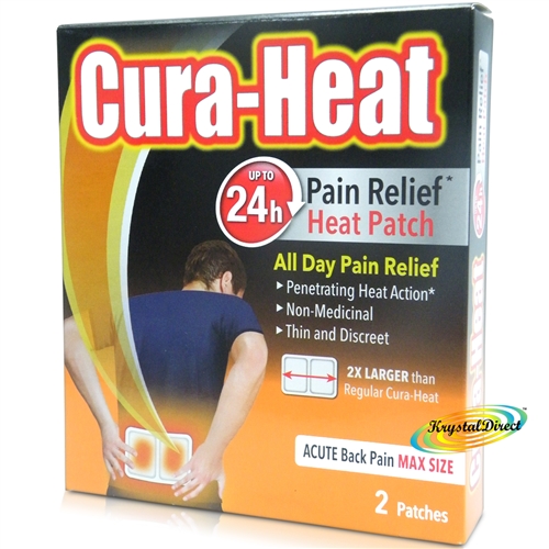 Cura Heat Acute Back Pain Max Size 2 Heat Patches 24H Warm Pain Relief