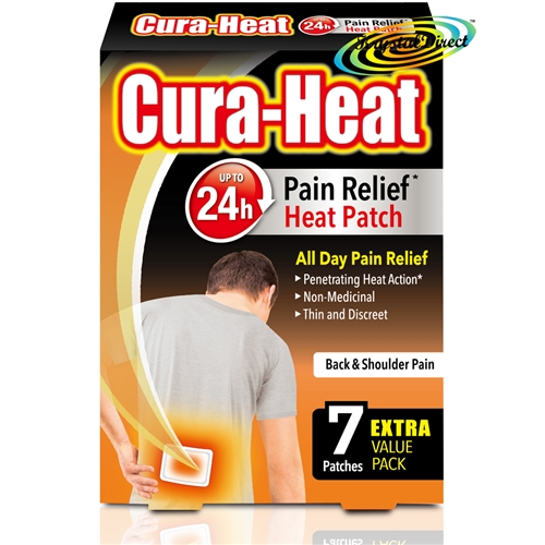 Cura Heat Pads Back & Shoulder 7 Heat Patches 24H Warm Pain Relief