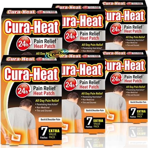 6x Cura Heat Pads Back & Shoulder 7 Heat Patches 24H Warm Pain Relief