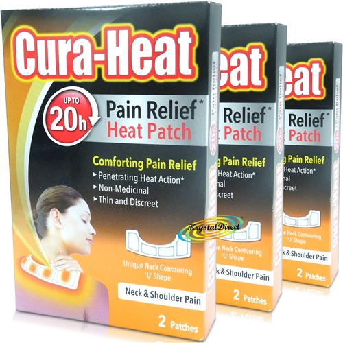 3x Cura Heat Pads Neck & Shoulder 2 Patches 20H Warm Pain Relief