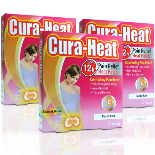 3x Cura Heat Pads Period Pain 12H Comforting Relief 3 Patches