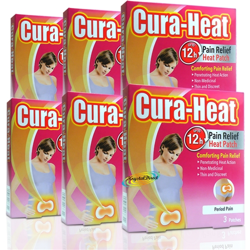 6x Cura Heat Pads Period Pain 12H Comforting Relief 3 Patches