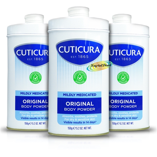 3x Cuticura Mildly Medicated Talcum Powder with Skin Soothing Allantoin 150g