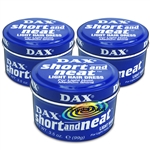 3x Dax Short & Neat Blue Wax Light Hold Medium Shine Hair Dress 99g Natural Look