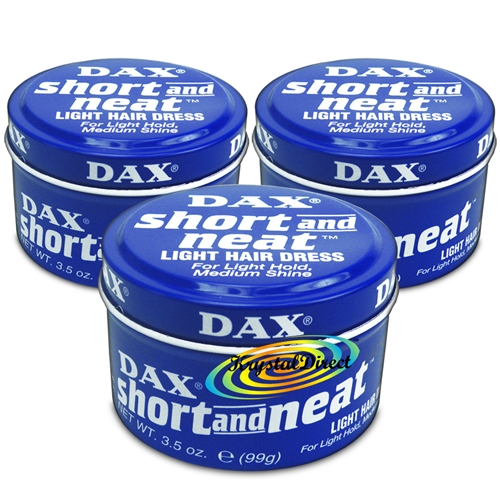 3x Dax Short & Neat Blue Wax Light Hold Medium Shine Hair Dress 99g Natural Look