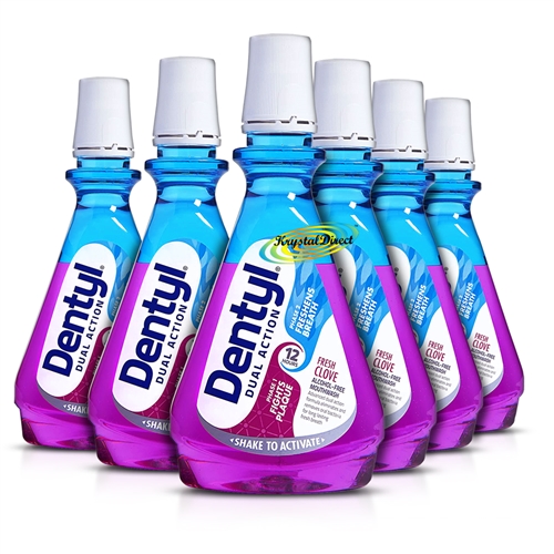 6x Dentyl Dual Action Alcohol Free Oral Rinse Fresh Clove Mouthwash 500ml