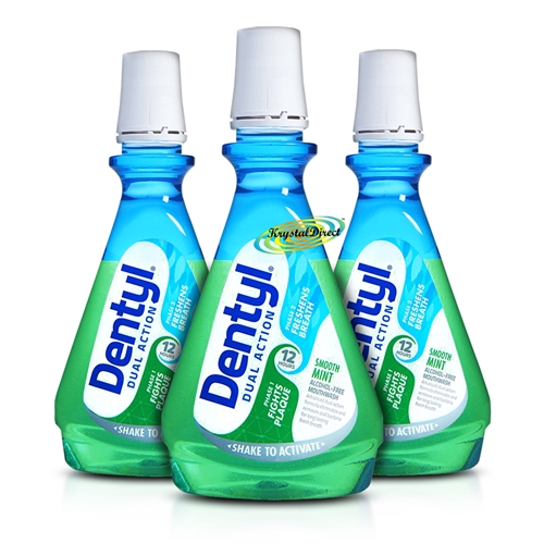 3x Dentyl Dual Action Alcohol Free Oral Rinse Smooth Mint Mouthwash 500ml