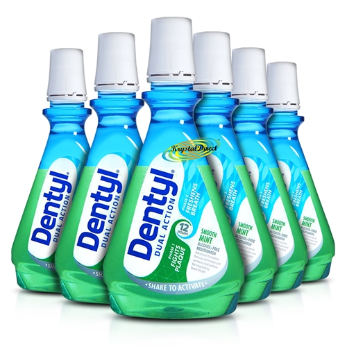 6x Dentyl Dual Action Alcohol Free Oral Rinse Smooth Mint Mouthwash 500ml