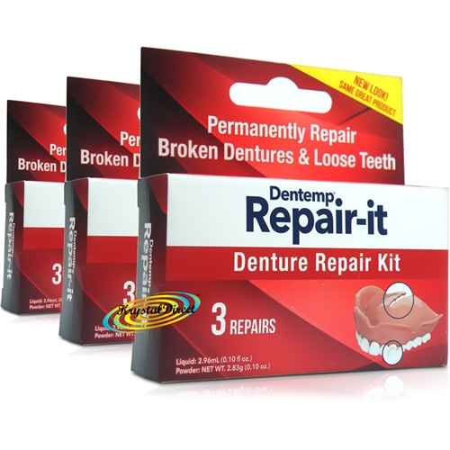 3x Dentemp Repair It Zinc Free Emergency Dental Repair Broken Dentures Kit
