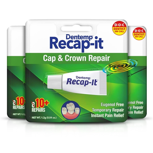 3x Dentemp Recapit Repair Loose Caps & Crowns No Mix Dental Cement 10+ Repairs