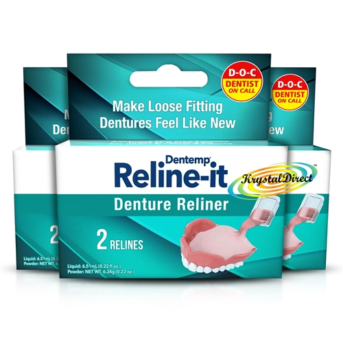 3x Dentemp D.O.C. Reline It Soft Denture Reliner Kit Advanced Repair 2 Re-Liner