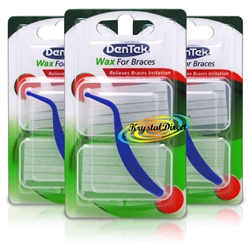 3x DenTek Fresh Mint Wax For Braces Relieves Bracket & Wire Irritation Twin Pack