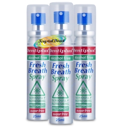 3x Dentiplus Fresh Breath SprayFRESHMINT 25ml - Sugar Free, Alcohol Free