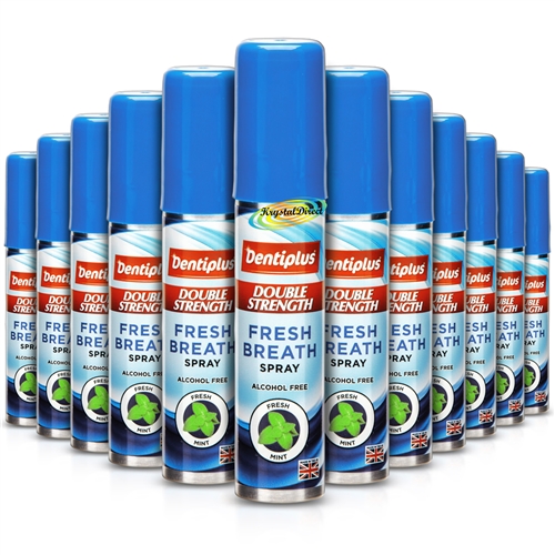 12x Dentiplus Double Strength Fresh Breath Spray Mint 25ml Alcohol Free