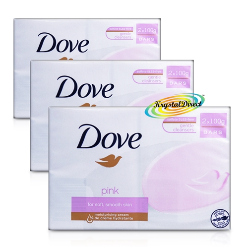 3x Dove Pink Beauty Gentle Moisturising Cream Bar Soap 2x100g
