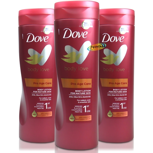 3x Dove Pro Age Care Body Lotion 400ml - For Mature Skin