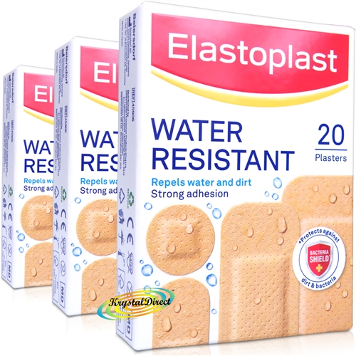 3x Elastoplast Water Resistant Strong Adhesion Wound Scratches Cut Graze Plaster 20