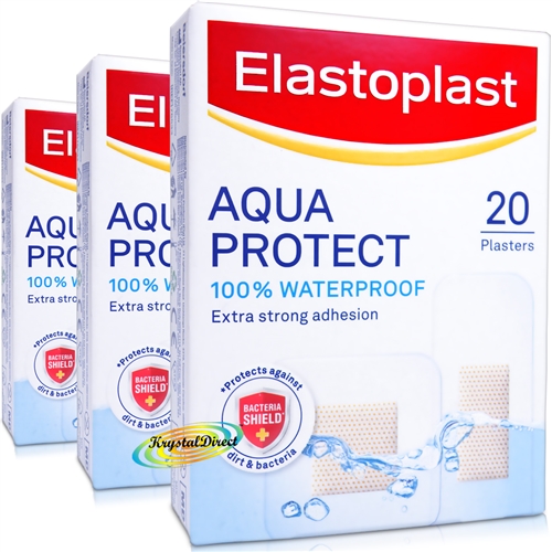 3x Elastoplast Aqua Protect Waterproof Strong Adhesion 20 Strips Wound Plasters