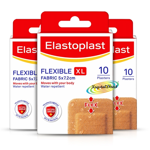 3x Elastoplast Flexible XL Fabric 10 Plasters