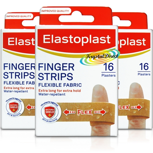3x Elastoplast Finger Strips Extra Flexible Fabric Wound Cuts Graze Plasters 16