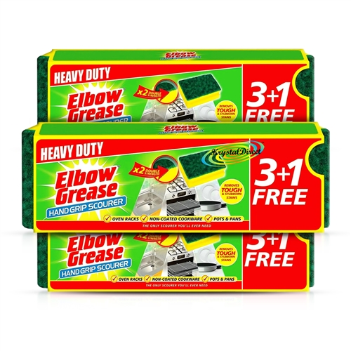 3x Elbow Grease Heavy Duty Double Strength Hand Grip Scourer 4 Pack