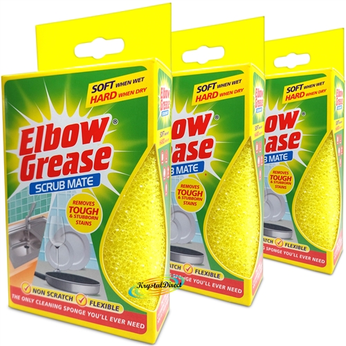 3x Elbow Grease Scrub Mate Cleaning Sponge - Soft When Wet, Hard When Dry