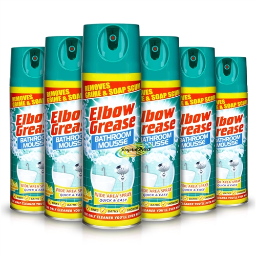 6x Elbow Grease Bathroom Mousse Foam Spray 400ml Lemon Fragrance