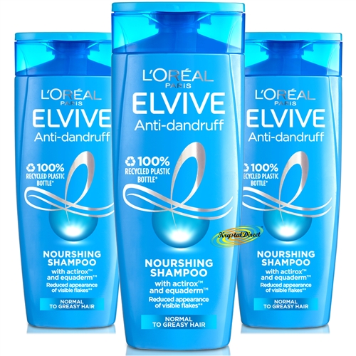 3x Loreal Elvive Anti Dandruff Nourishing Shampoo 400ml - Normal To Greasy Hair
