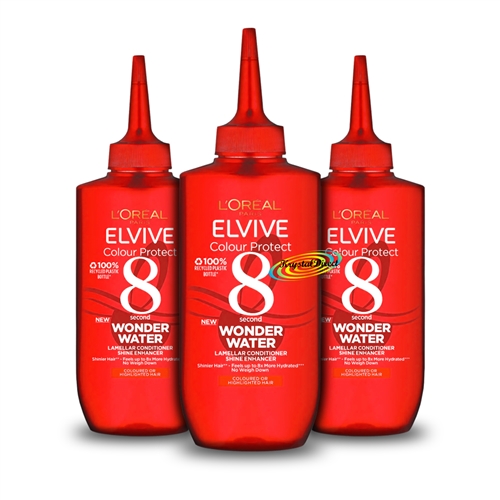 3x Loreal Elvive Colour Protect 8 Second Wonder Water 200ml Hair Treatment