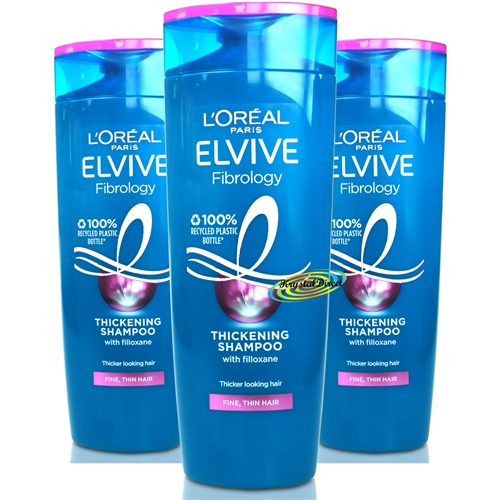 3x L'oreal Elvive Fibrology Thickening Shampoo 400ml