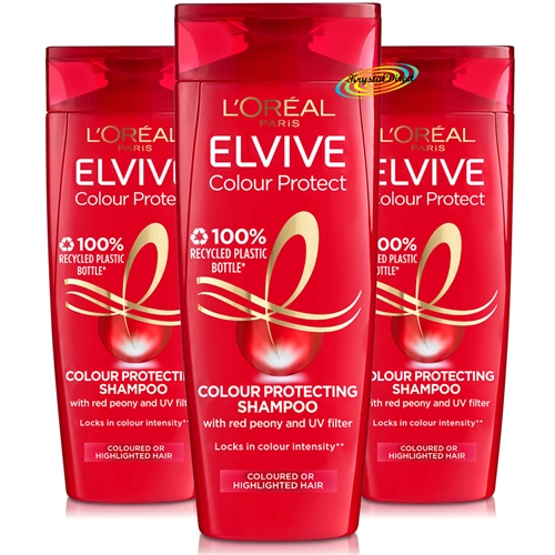 3x Loreal Elvive Colour Protect Caring Shampoo 400ml