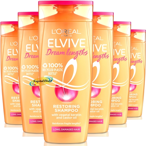 6x L'oreal Elvive Dream Lengths Long Damaged Hair Restoring Shampoo 400ml