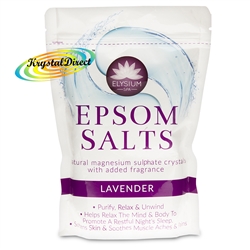 Elysium Epsom Bath Salts LAVENDER Magnesium Sulphate Crystals Relaxing Soak 450g