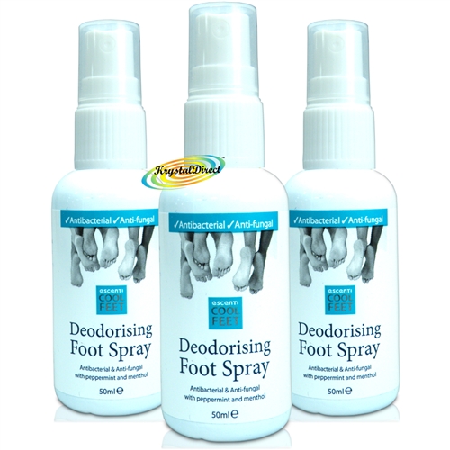 3x Escenti Cool Feet Deodorising Foot Spray Antibacterial with Mint Menthol 50ml