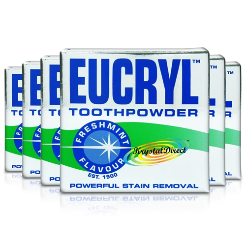 6x Eucryl Fresh Mint Powerful Teeth Whitening Stain Removal Tooth Powder 50g