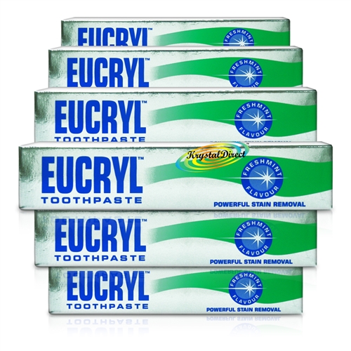 6x Eucryl Fresh Mint Fluoride Teeth Whitening Stain Removal Toothpaste 50ml
