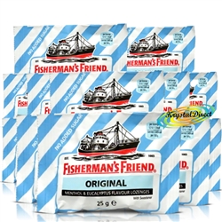 12x Fisherman's Friend Sugar Free Original Menthol Eucalyptus Lozenges 25g