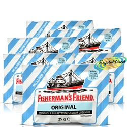 6x Fisherman's Friend Sugar Free Original Menthol Eucalyptus Lozenges 25g